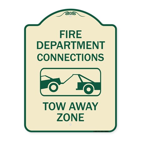 Signmission Fire Department Connection Tow Away Zone W/ Graphic Heavy-Gauge Alum Sign, 24" x 18", TG-1824-24024 A-DES-TG-1824-24024